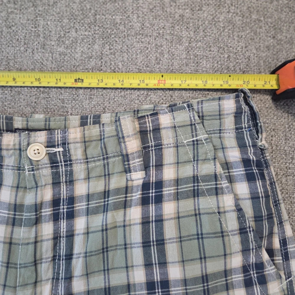 VTG Polo Jeans Company Ralph Lauren Green & Blue Plaid Cargo Shorts 40x11